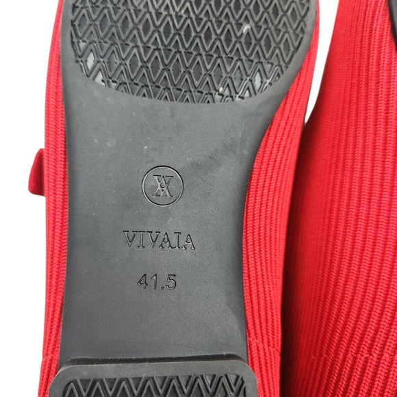 Vivaia Margot Mary Jane Ruby Red Knit Ballet Flats Sz 10 / 41.5M - Picture 9 of 10